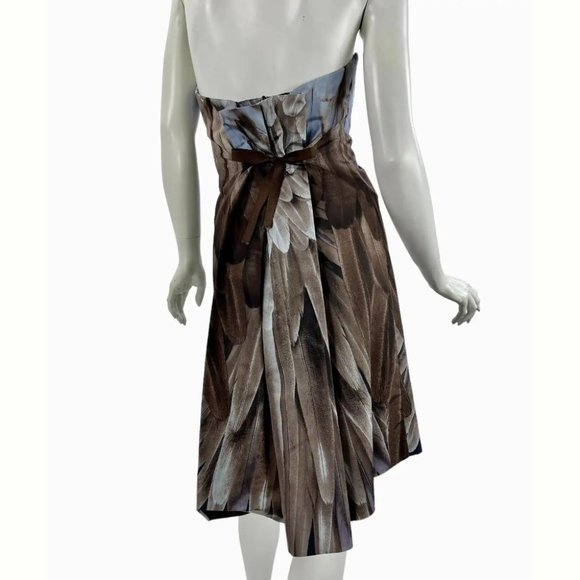 Vintage Runway 2005 Prada Feather Print Silk Taffeta Dress Italian 42 - US 6 - Picture 6 of 9